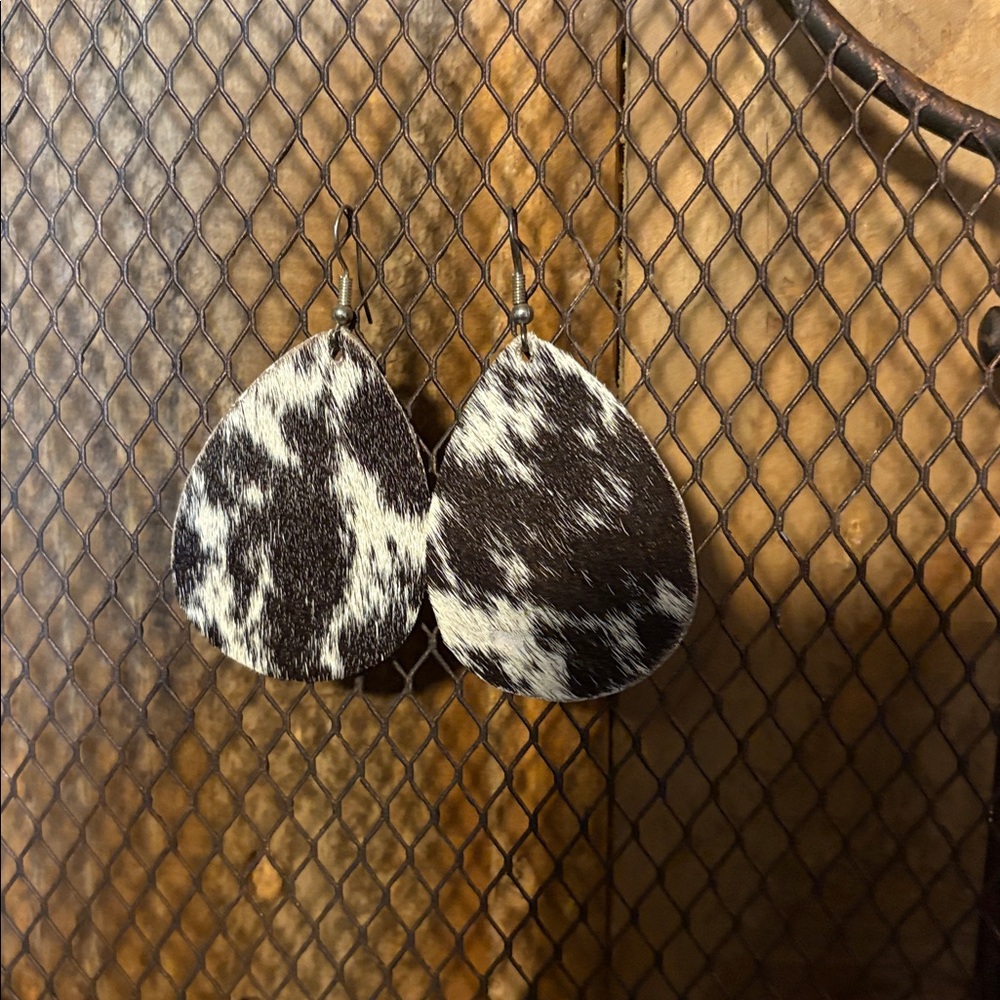 Cowhide Teardrop Earrings